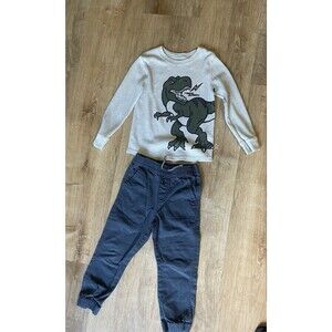 Garanimals Blue Cotton  Joggers & Thermal Long Sleeve Dinosaur Top Set 5T